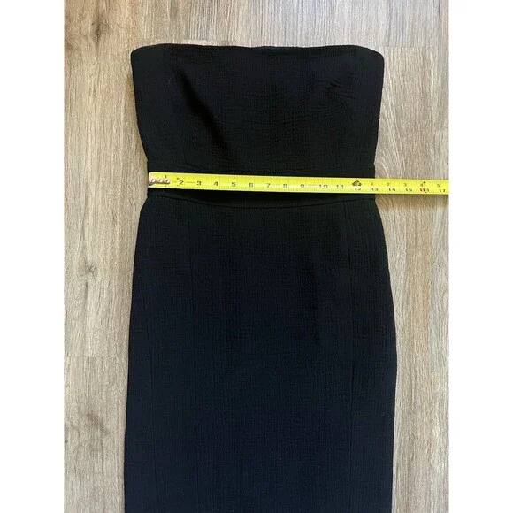 J. Crew Strapless Black Textured Wool Midi Dress Size 4 - Picture 4 of 7